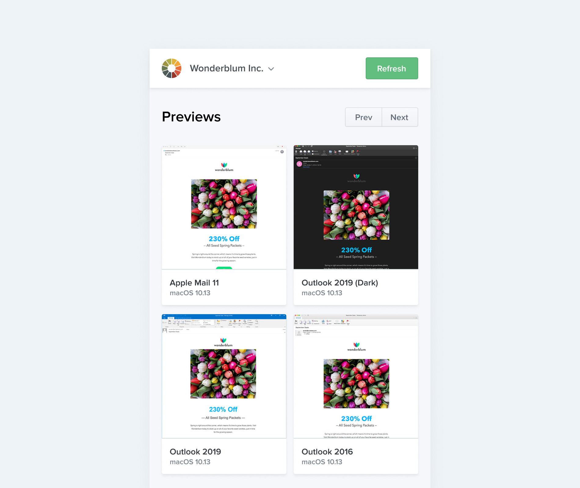 Extension email previews panel